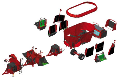 Modèle 3D des différents modes de distribution des mélangeuses traînées PROFILE