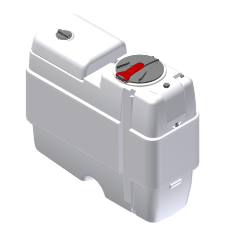 100-Liter-Spülbehälter, der sich oben auf dem Hauptbehälter befindet