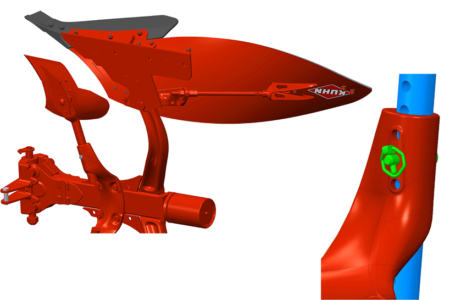 Vue de la rasette de la MASTER L et du réglage 3D-Skim pour une qualité d'enfouissement irréprochable.
