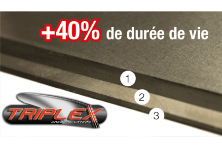 Vue détaillée des triples couches inégales présentes sur le TRIPLEX