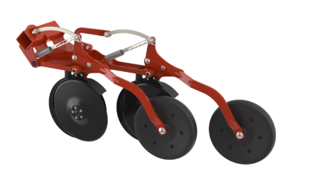 Photo de la barre de semis SEEDFLEX précise à double disque décalés sur le semoir mécanique intégré SITERA 3030