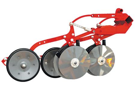 SEEDFLEX-Säelemente bei der Drillmaschinenserie VENTA 1030 mit versetzten Doppelscheiben an Parallelogramm