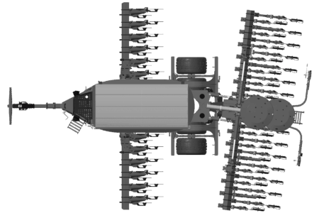 Pivot central d’articulation entre barre de semis et châssis  pour semoir traîné pour semis direct ou agriculture de conservation AUROCK