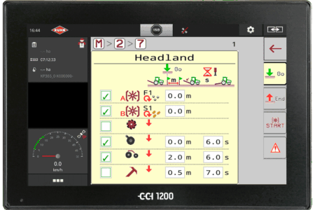 Phtos gros plan des réglages faciles grâce à six sections automatisables sur le semoir AUROCK