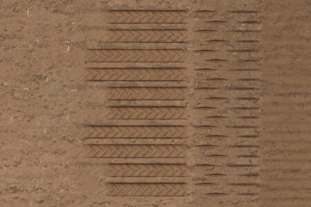 Von den Säelementen gezogene Reihen, die ein perfektes Saatbild ergeben