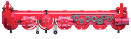 Mähbalken OPTIDISC ELITE mit unterschiedlichen Mittenabständen zwischen den Mähscheiben