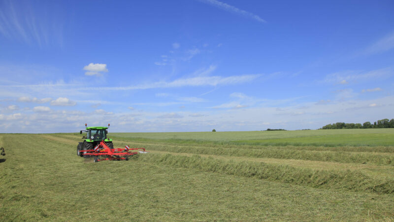 Photo de l'andaineur monorotor porté GA 1031 KUHN au travail