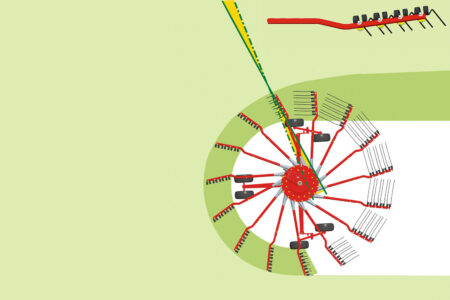 Un andain bien calibré grâce aux fourches contre-coudées