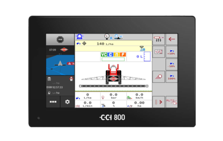 Photo gros plan du boitier CCI 800  ISOBUS sur fond transparent